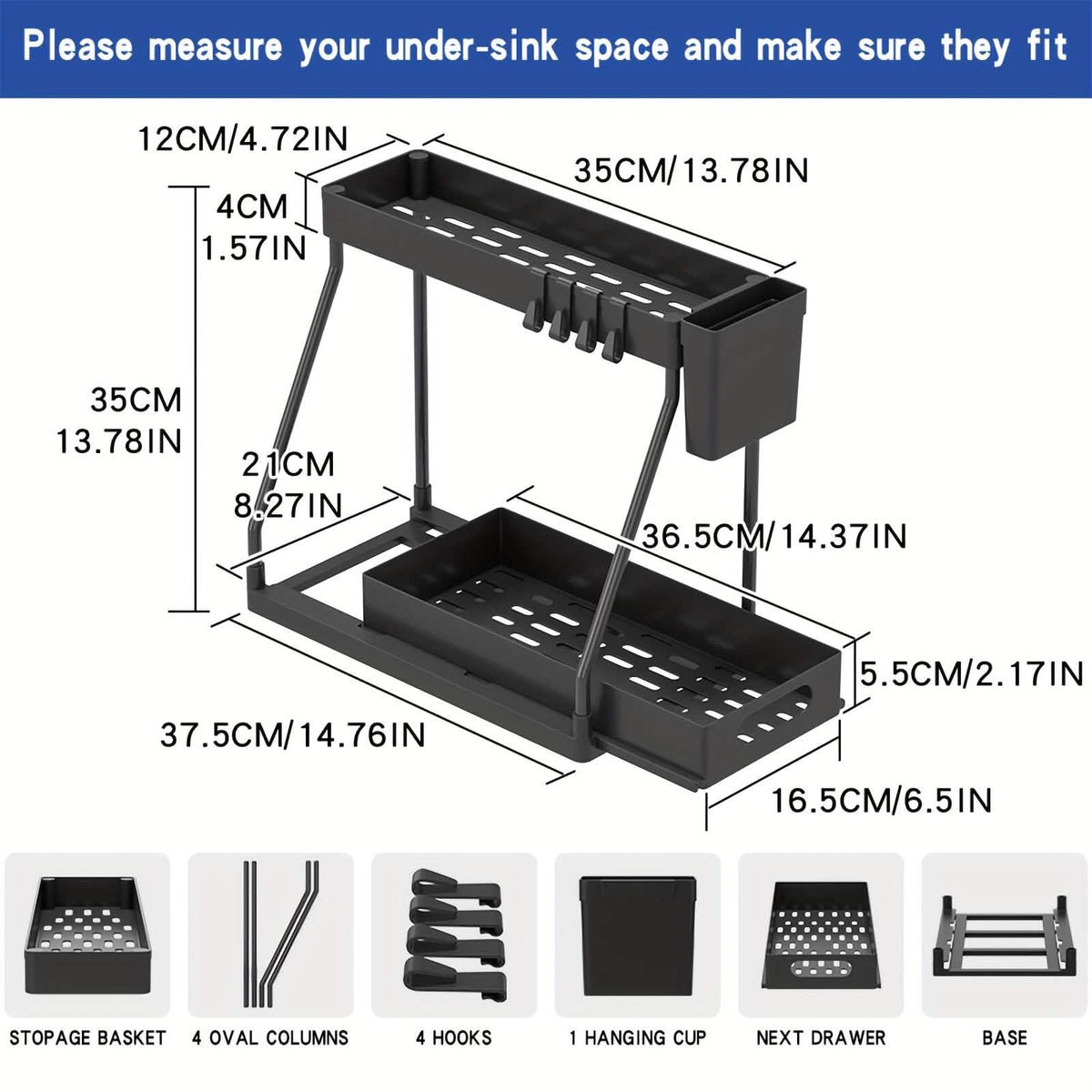 2-Piece Under Sink Multi Purpose Organizer with Sliding Shelves