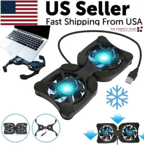 Dual USB Cooling Fan Pad Foldable Slim Fans For Laptops or PC’s