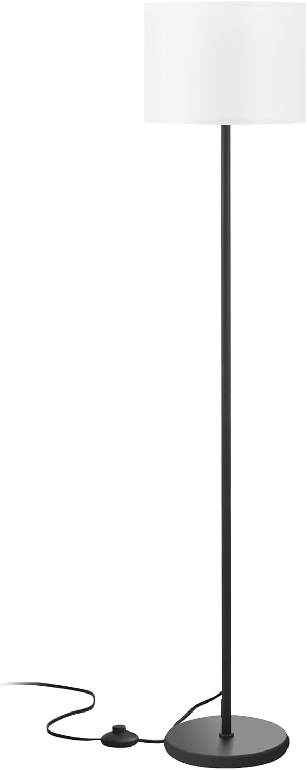 Modern Floor Lamp Simple Design with White Shade & Foot Pedal Switch