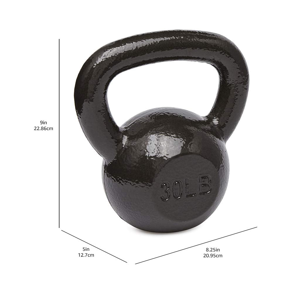 Amazon Basics Cast Iron Kettlebell for Strength Training | Black | 10lbs - 60lbs