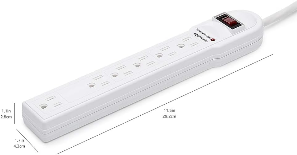 Amazon Basics Surge Protector Power Strip, 6-Outlet, 790 Joules, Circuit Breaker, LED Indicator Light, 6ft Extension Cord, Black