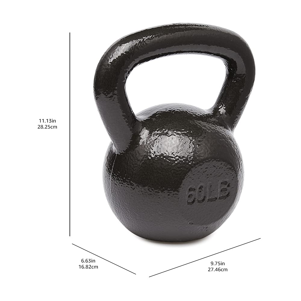 Amazon Basics Cast Iron Kettlebell for Strength Training | Black | 10lbs - 60lbs