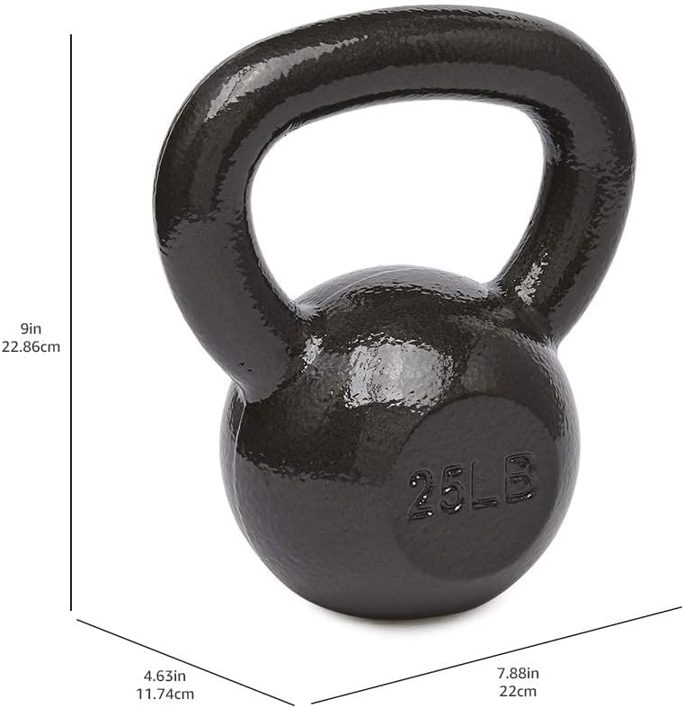 Amazon Basics Cast Iron Kettlebell for Strength Training | Black | 10lbs - 60lbs