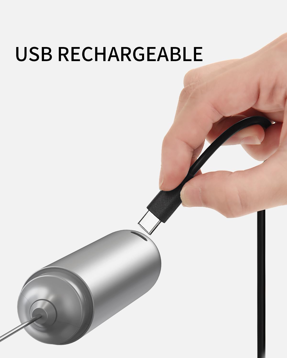 CIRCLE JOY Rechargeable Milk Frother Handheld, Dual Coil Whisk Head Electric Coffee Frother, Portable Hand Frother Wand Drink Mixer for Matcha Lattes Cappuccino, Kitchen Gifts, Black