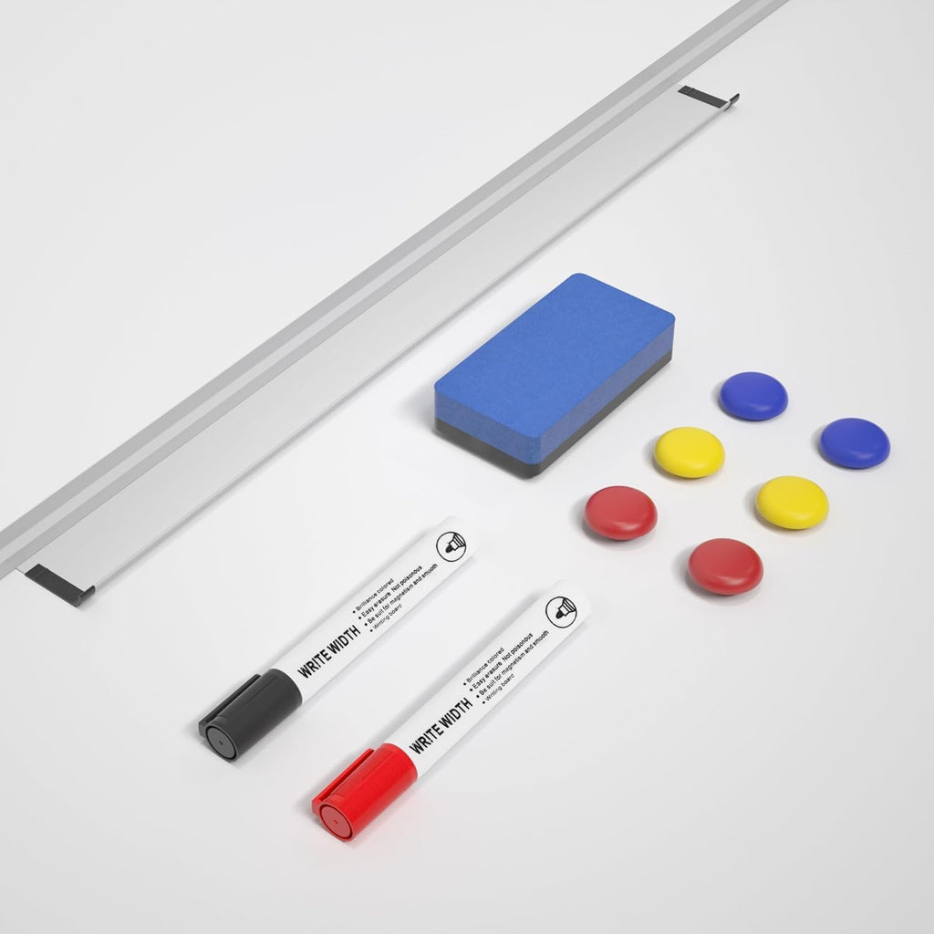 Magnetic Dry Erase Whiteboard, 46 x 33 Inch / 1 Magnetic Eraser, 2 Pens, Marker Tray, 6 Magnets