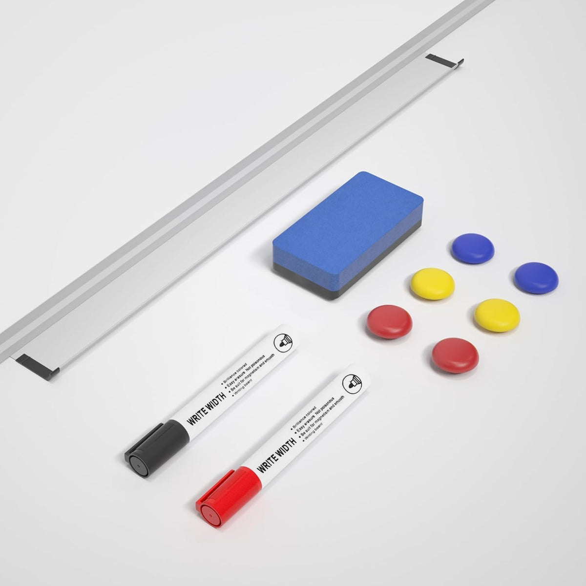 Magnetic Dry Erase Whiteboard, 46 x 33 Inch / 1 Magnetic Eraser, 2 Pens, Marker Tray, 6 Magnets