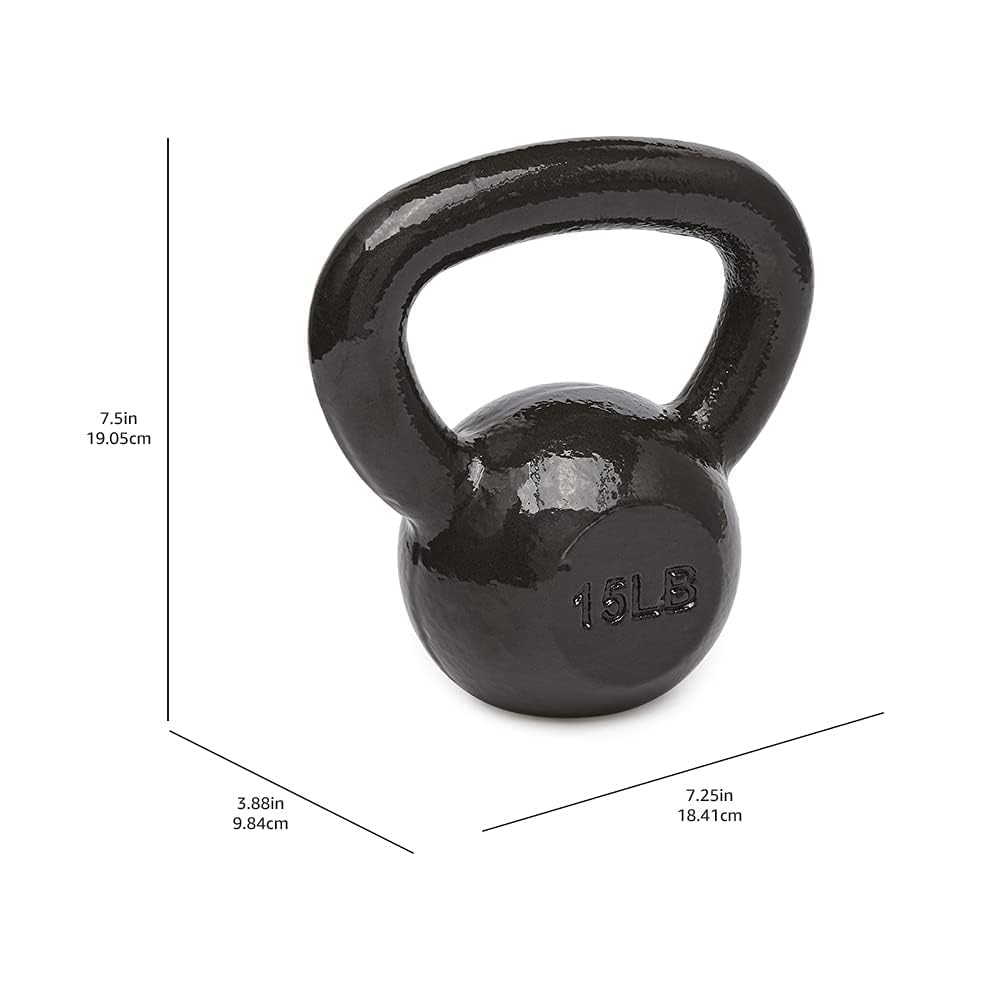 Amazon Basics Cast Iron Kettlebell for Strength Training | Black | 10lbs - 60lbs