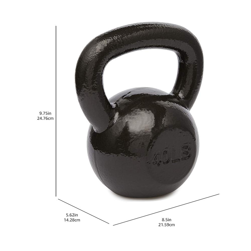 Amazon Basics Cast Iron Kettlebell for Strength Training | Black | 10lbs - 60lbs