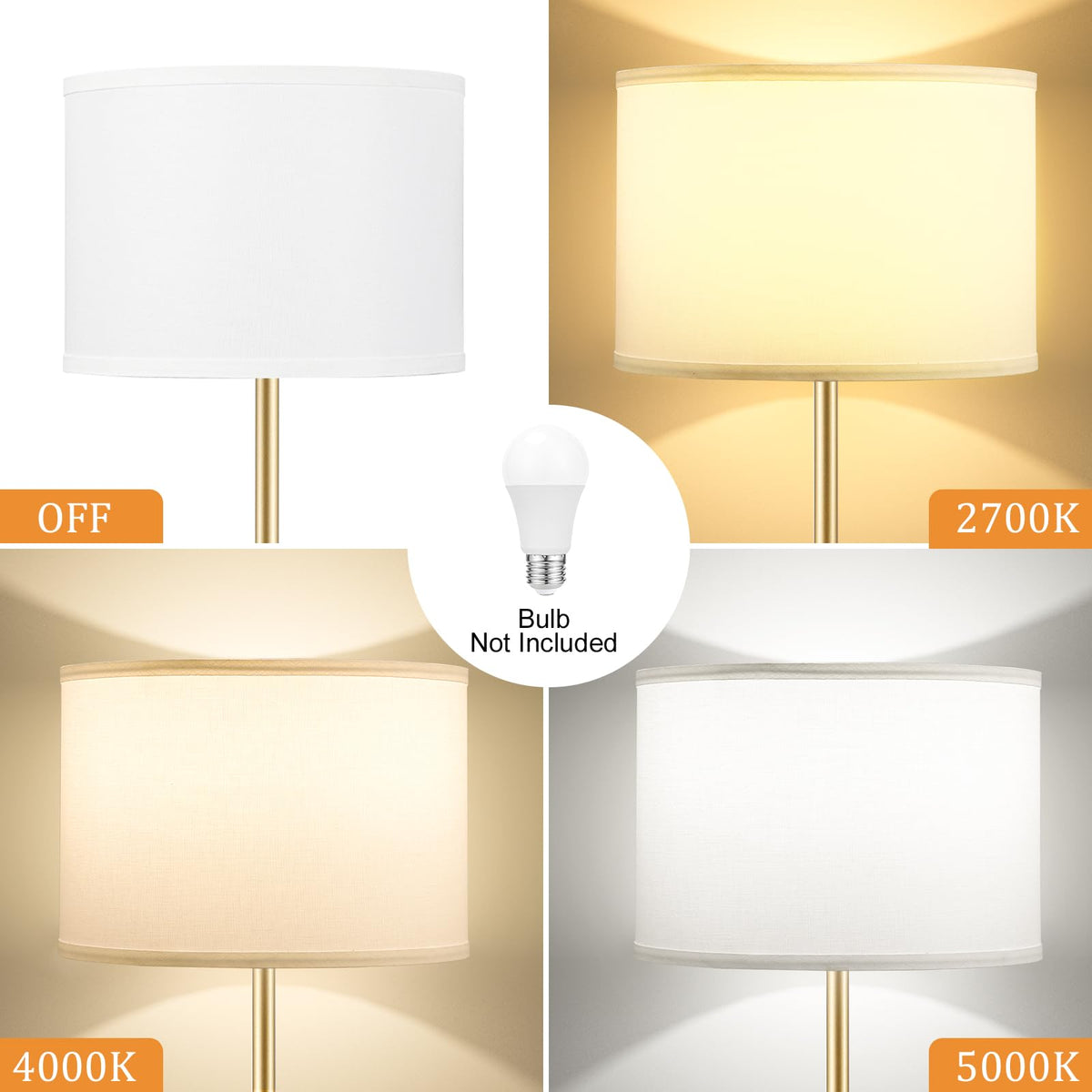 Modern Floor Lamp Simple Design with White Shade & Foot Pedal Switch