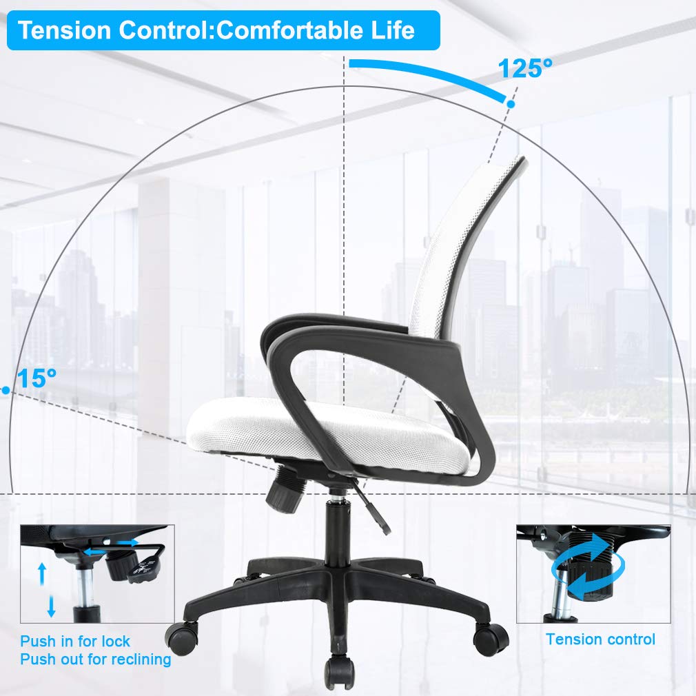 Ergonomic Office Chair | Mid-Back Swivel Desk Chair | with Lumbar Support