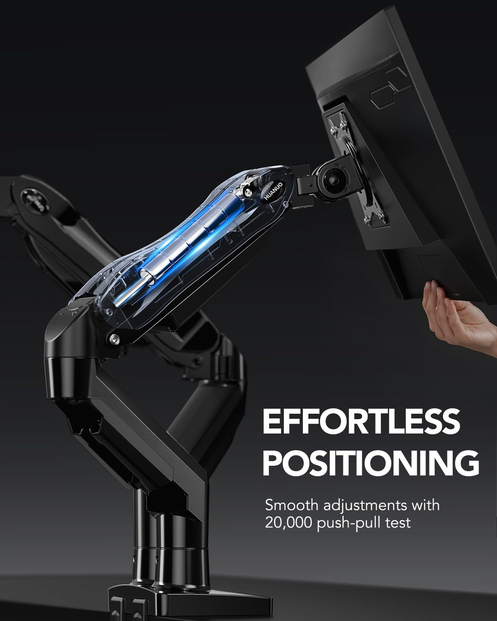 FlowLift™ Dual Monitor Stand, Fully Adjustable Gaming Desk Mount 13–32″ Screens,Each Arm Holds up to 19.8 lbs