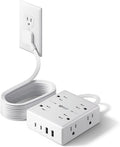 Extension Cord,Flat Plug Surge Protector Power Strip,10Ft | 8 AC & 4 USB Ports
