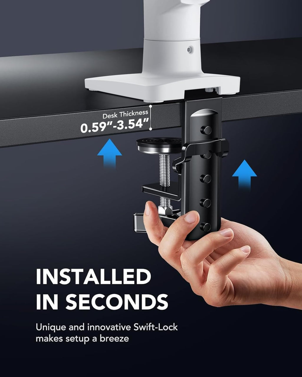 FlowLift™ Single Monitor Mount, 13 to 32 Inch Monitor Arm
