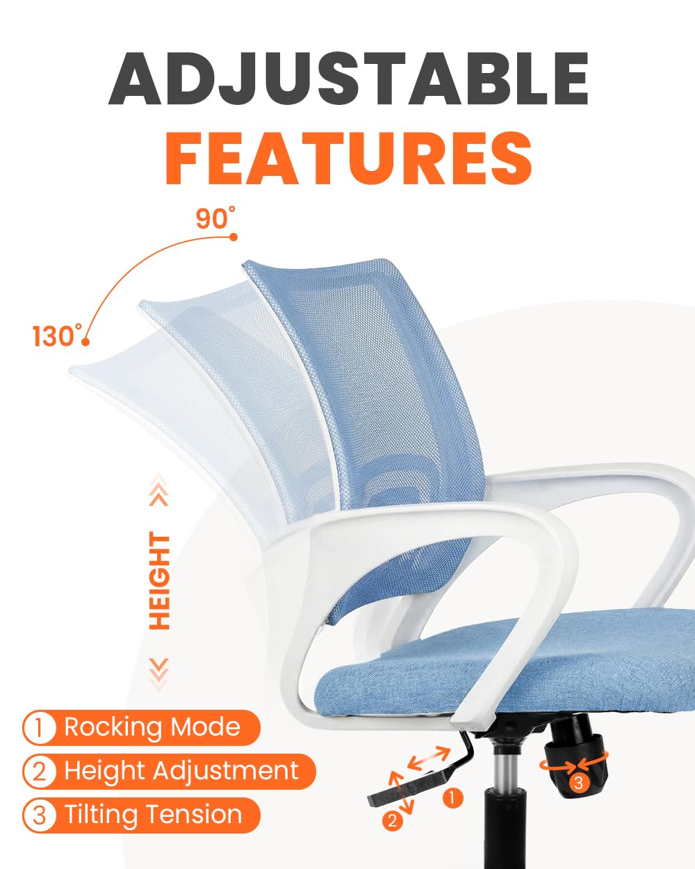 Office Computer Chair Ergonomic Mid-Back Mesh Desk