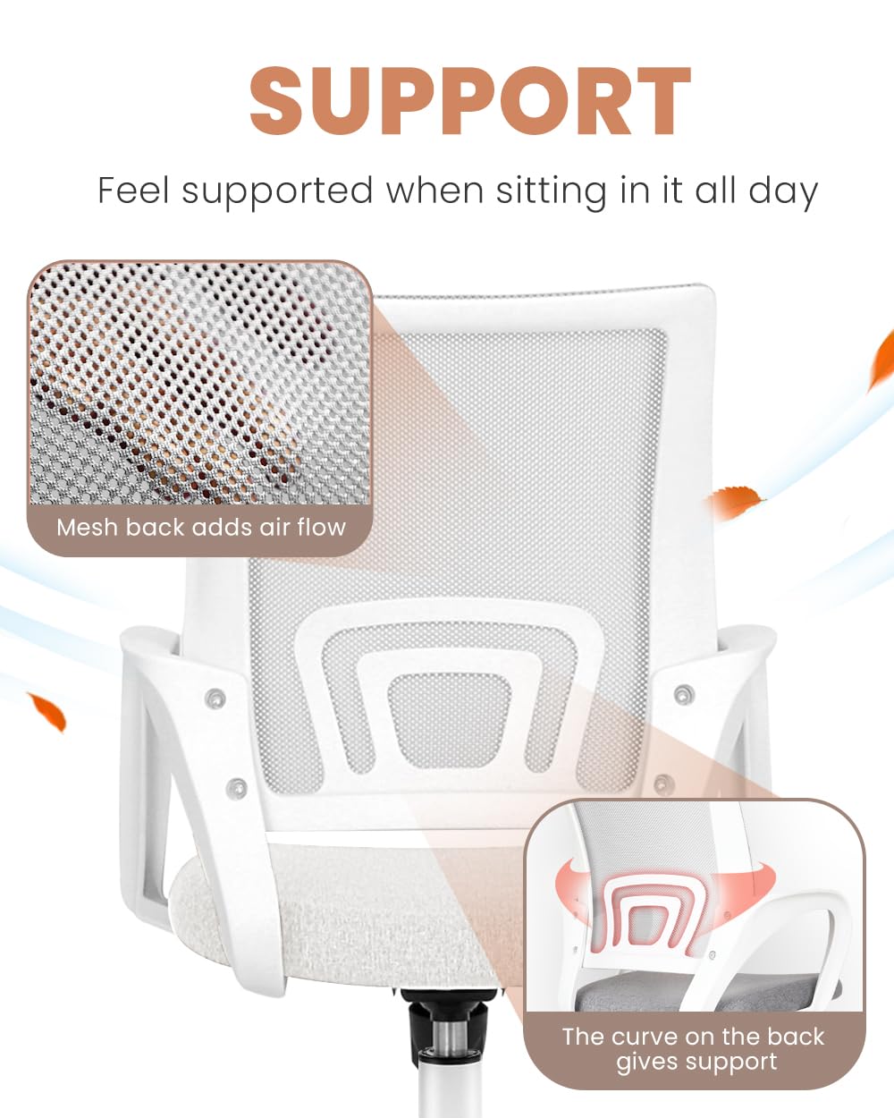 Office Computer Chair Ergonomic Mid-Back Mesh Desk