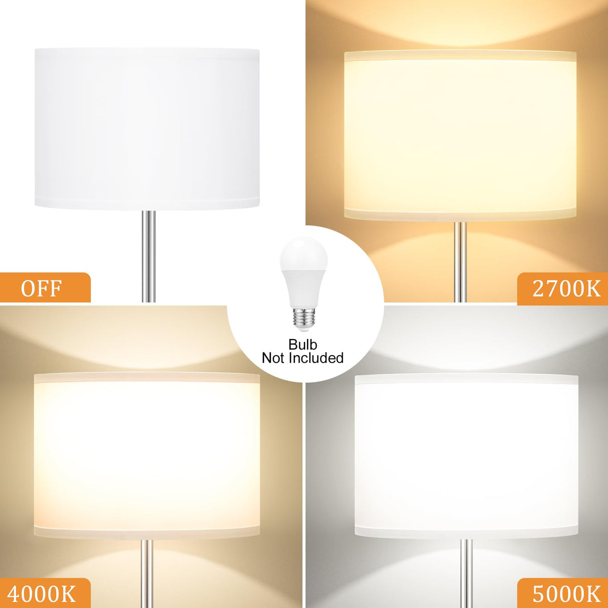 Modern Floor Lamp Simple Design with White Shade & Foot Pedal Switch