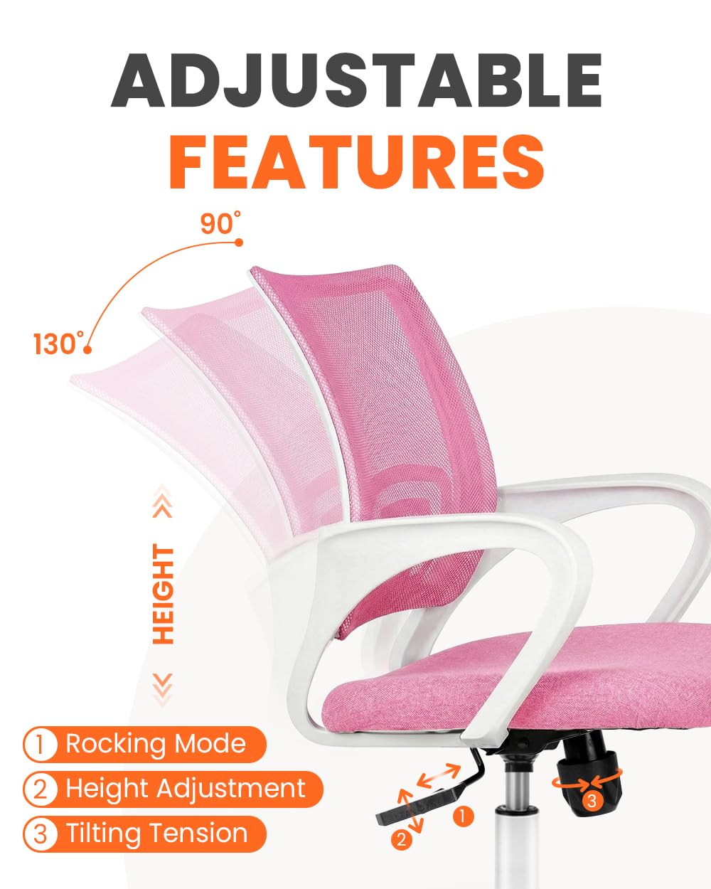 Office Computer Chair Ergonomic Mid-Back Mesh Desk