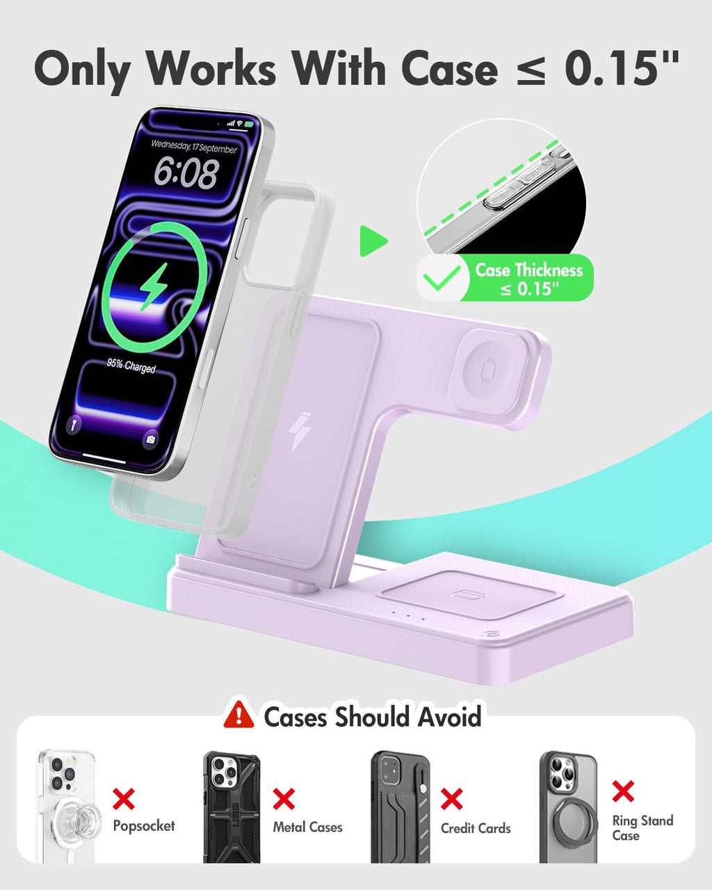 Wireless Charging Station for Apple Devices | 3 in 1 (I phones, Apple Watches, Airpods