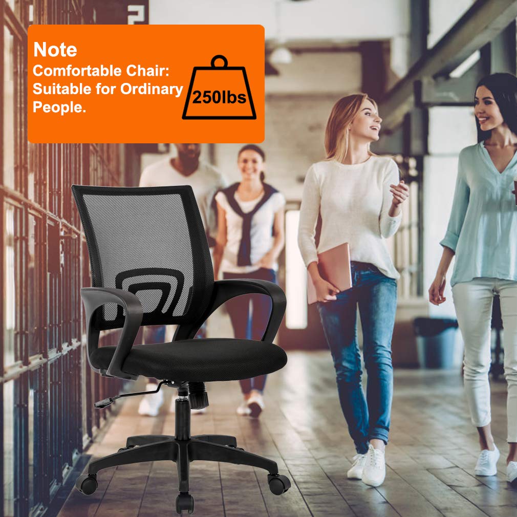 Ergonomic Office Chair | Mid-Back Swivel Desk Chair | with Lumbar Support