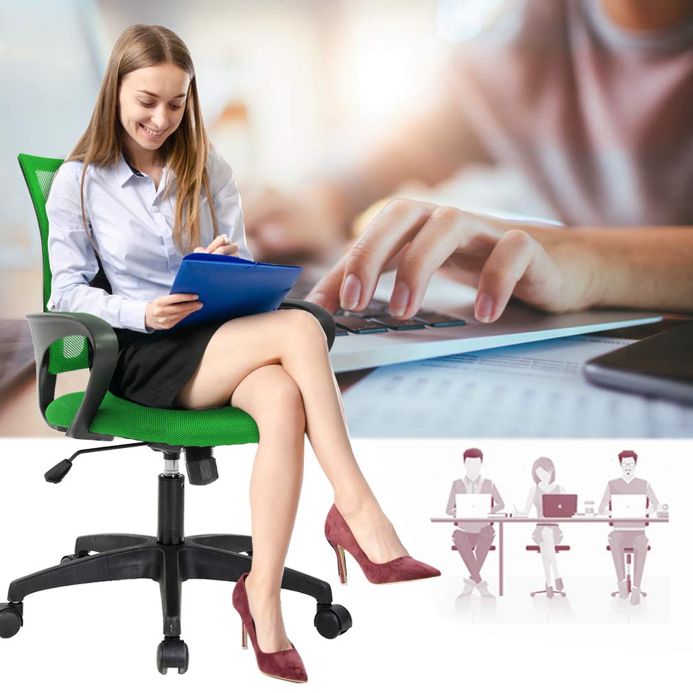 Ergonomic Office Chair | Mid-Back Swivel Desk Chair | with Lumbar Support