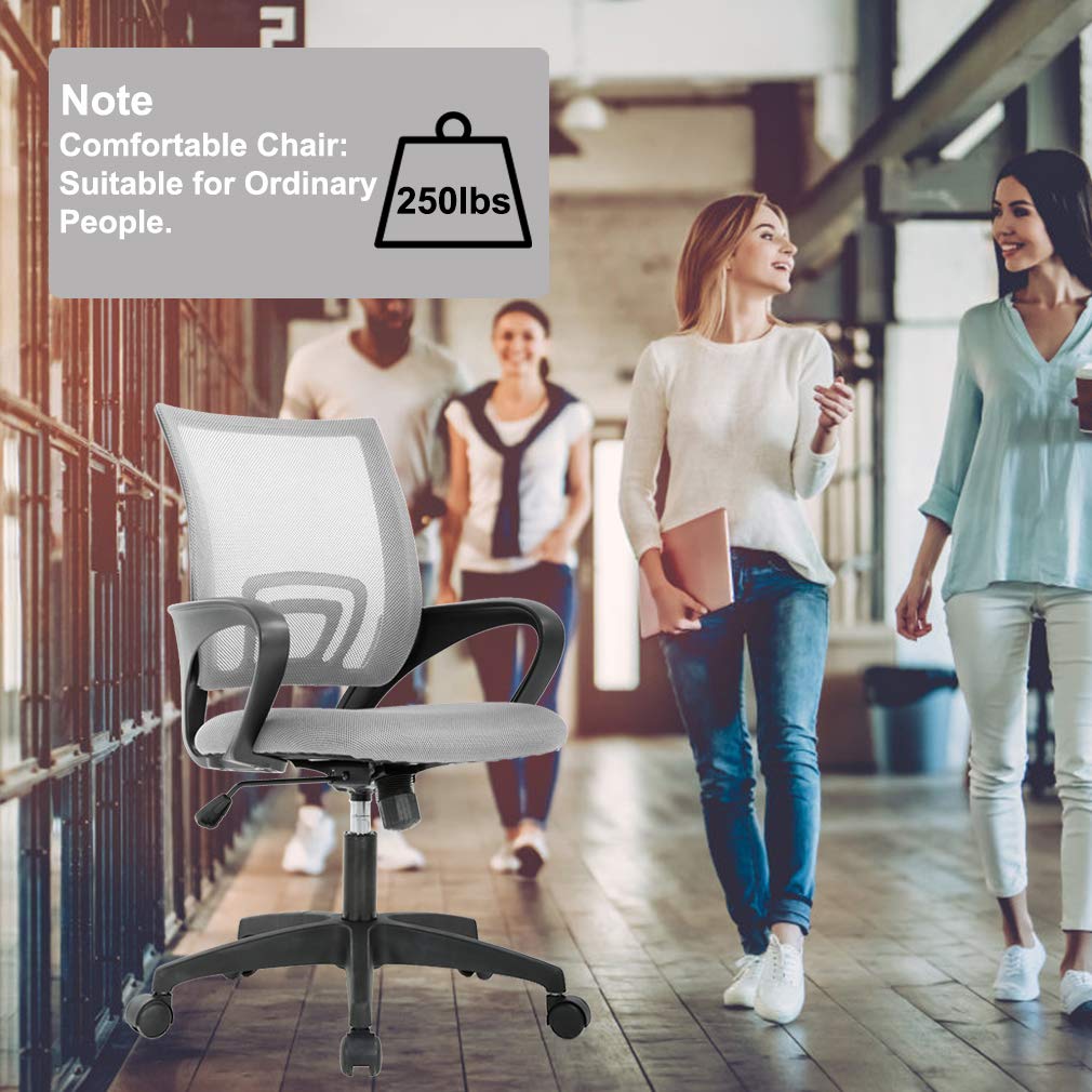 Ergonomic Office Chair | Mid-Back Swivel Desk Chair | with Lumbar Support