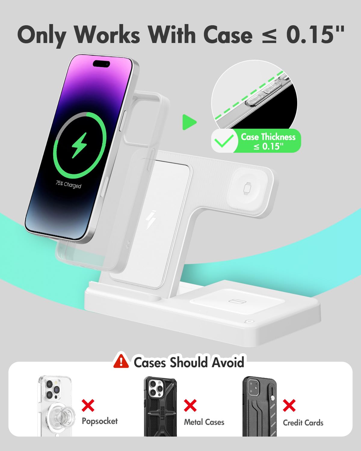 Wireless Charging Station for Apple Devices | 3 in 1 (I phones, Apple Watches, Airpods