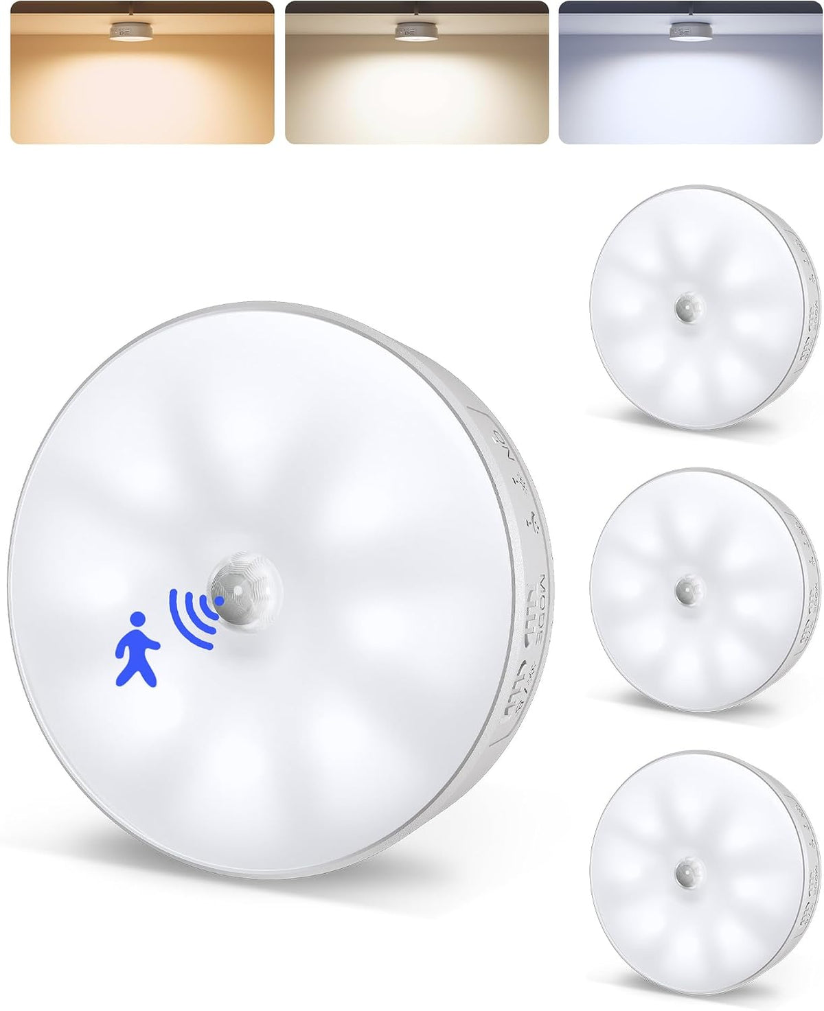 Magnetic Motion Sensor Lights, 4 to 8 LED Puck Style | USB-C Rechargeable