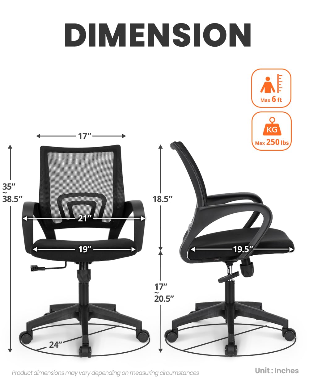 Office Computer Chair Ergonomic Mid-Back Mesh Desk