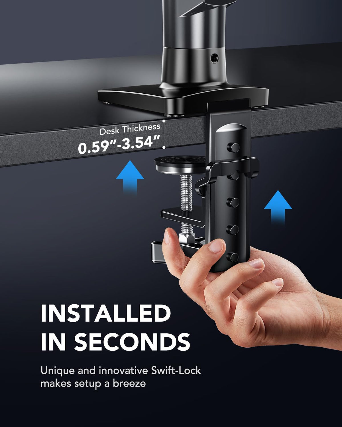 FlowLift™ Single Monitor Mount, 13 to 32 Inch Monitor Arm