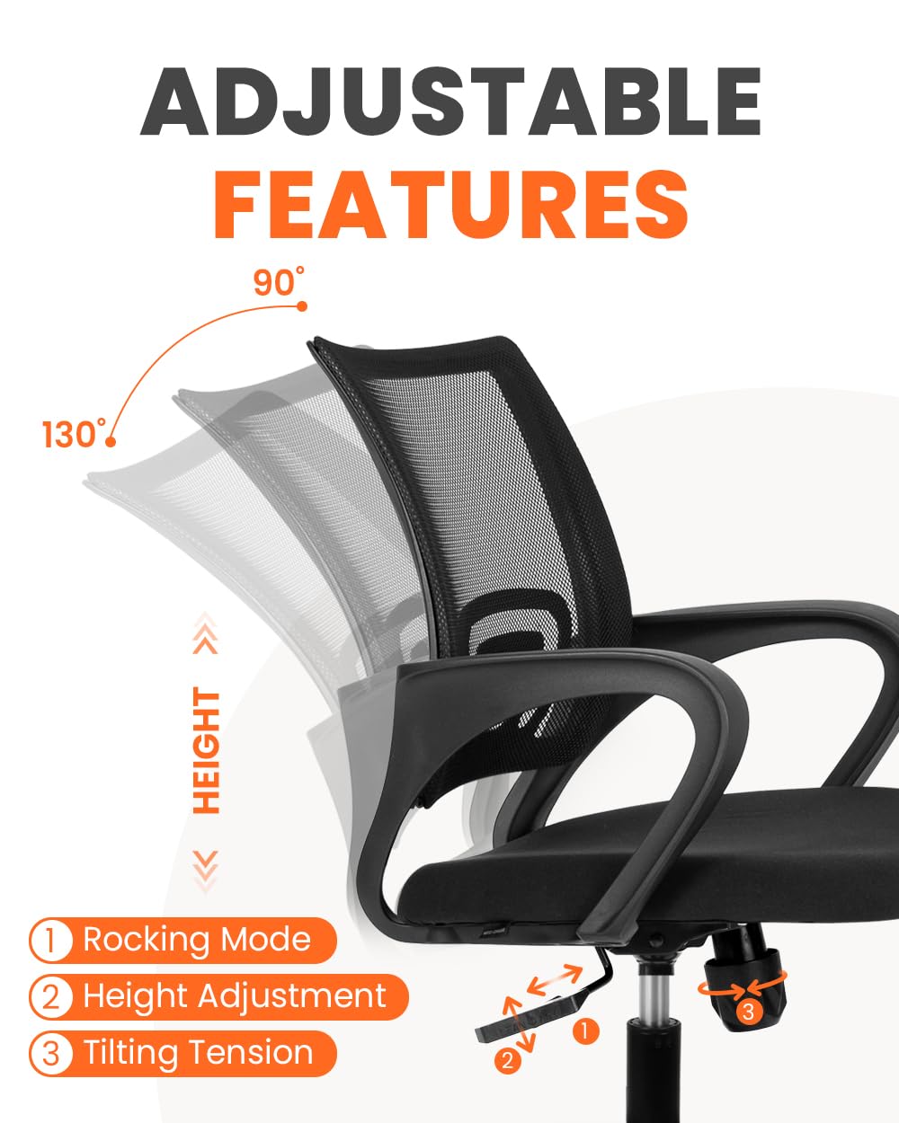 Office Computer Chair Ergonomic Mid-Back Mesh Desk