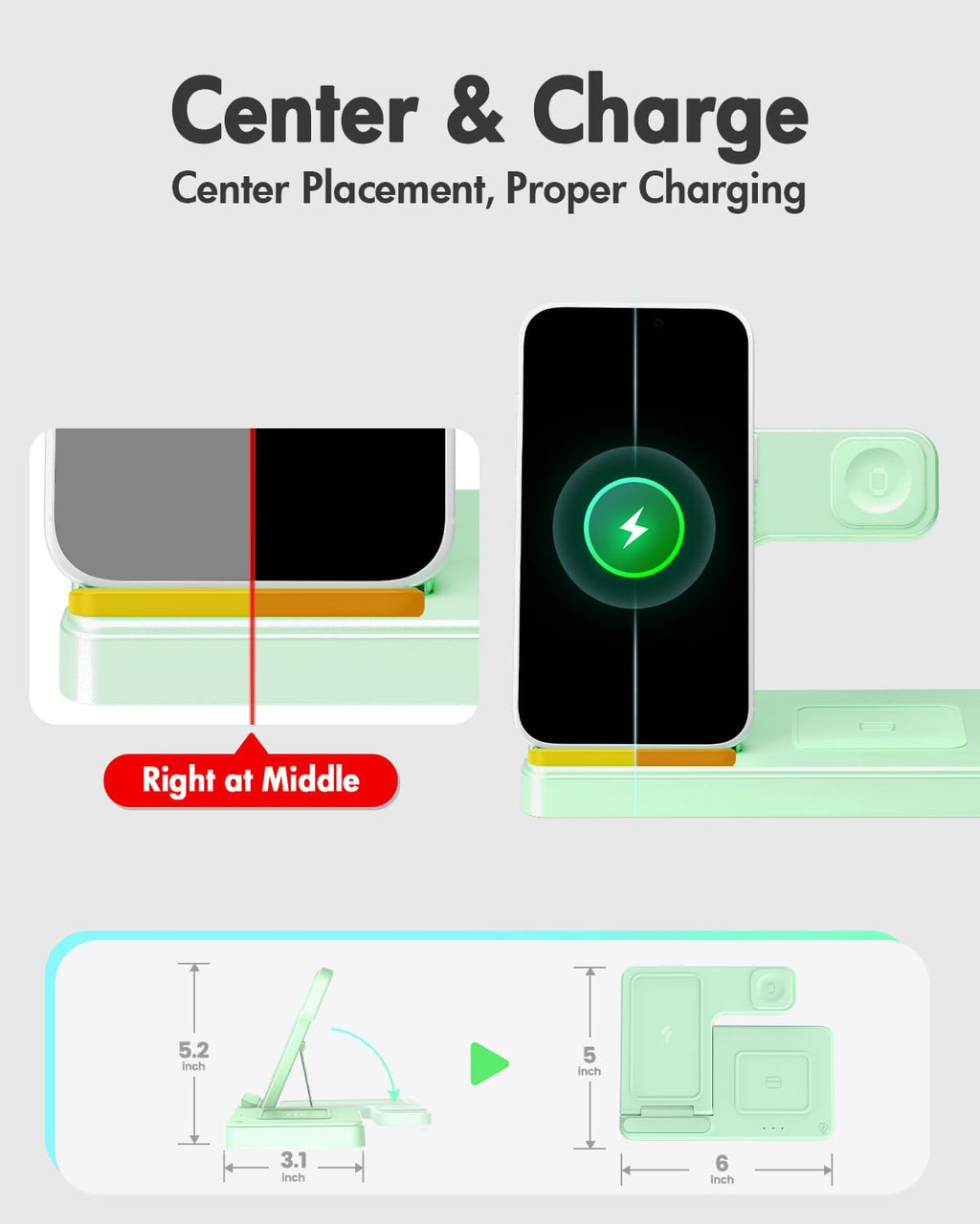 Wireless Charging Station for Apple Devices | 3 in 1 (I phones, Apple Watches, Airpods