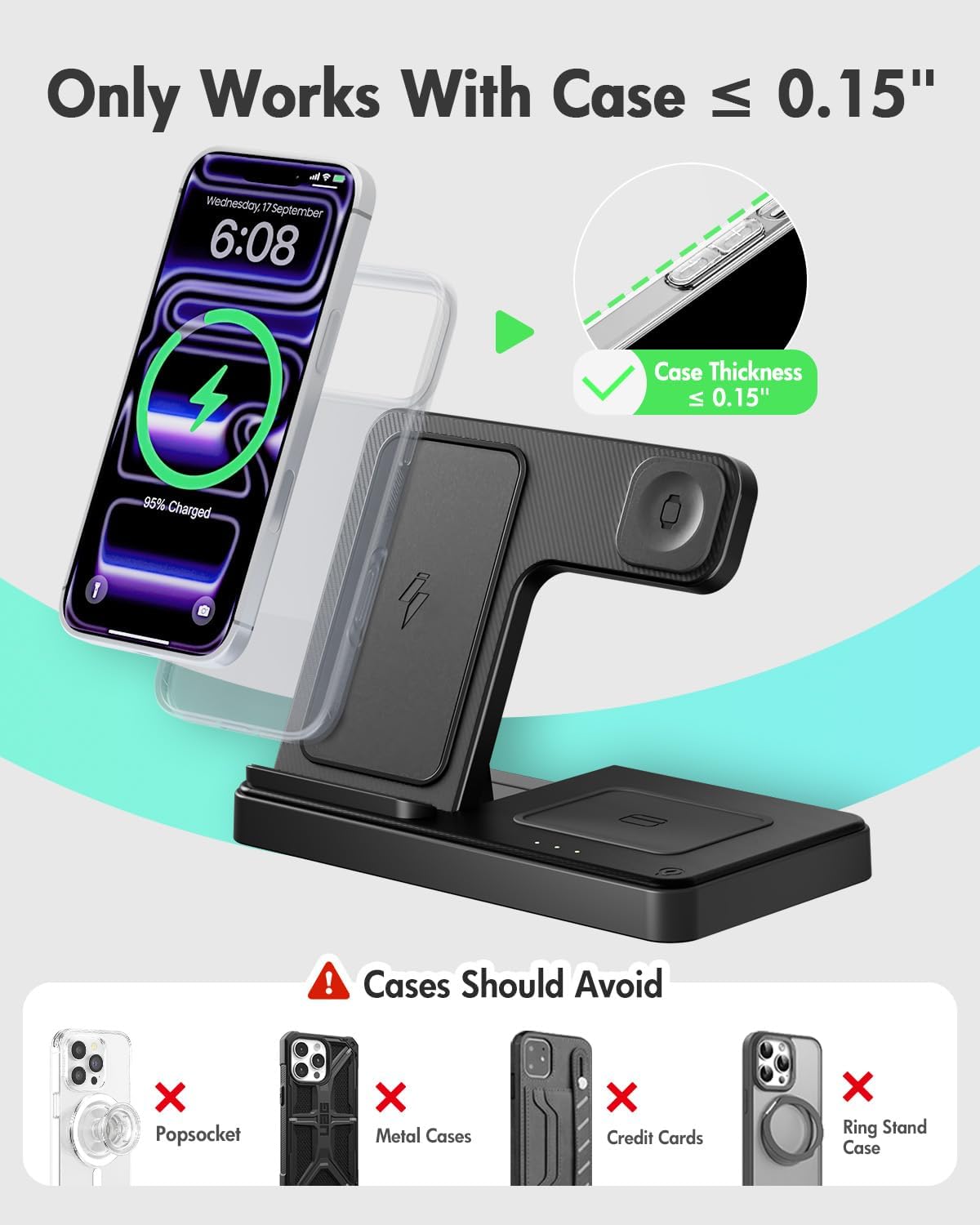 Wireless Charging Station for Apple Devices | 3 in 1 (I phones, Apple Watches, Airpods