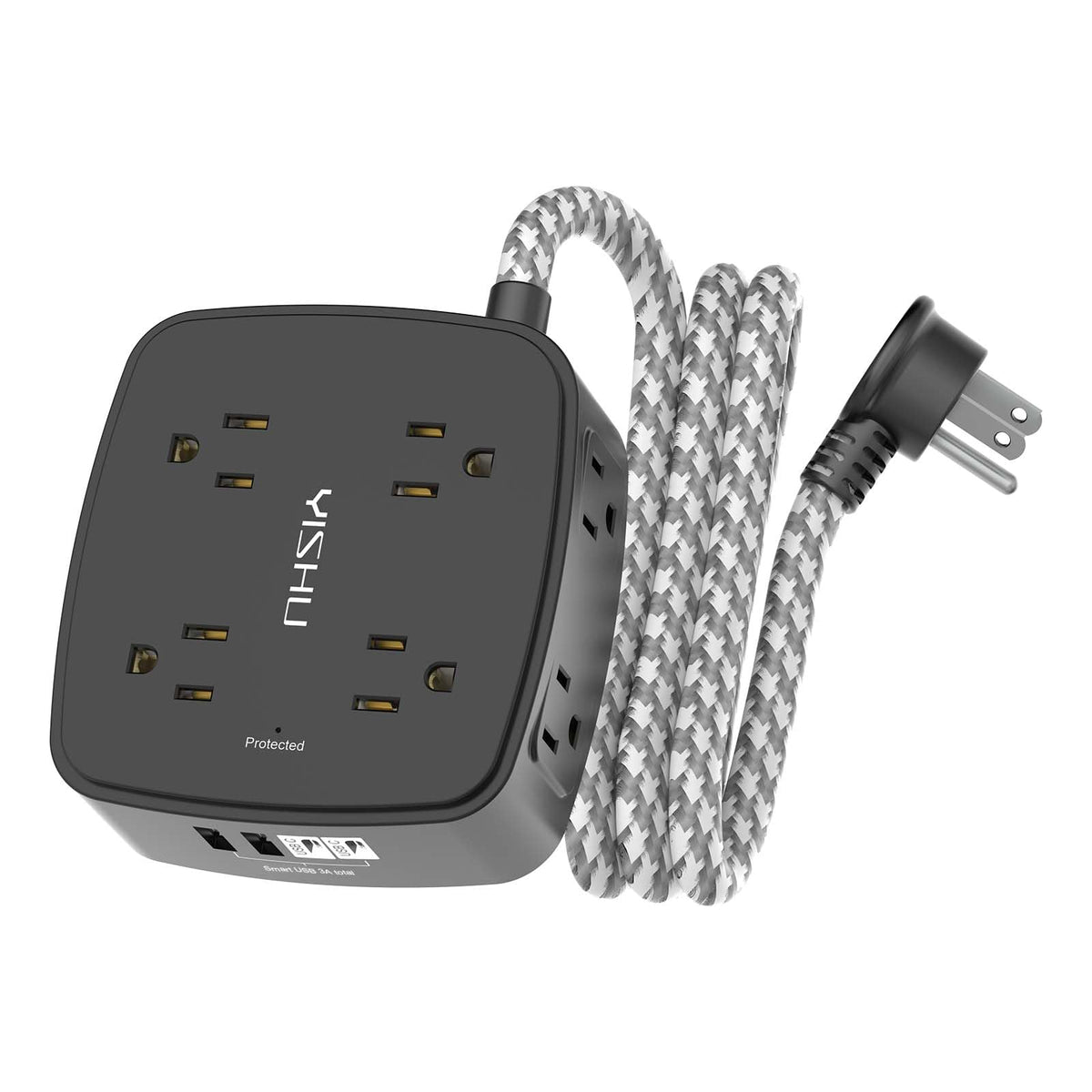YISHU 6Ft Surge Protector Power Strip with 8 Widely Outlets & 4 USB Ports