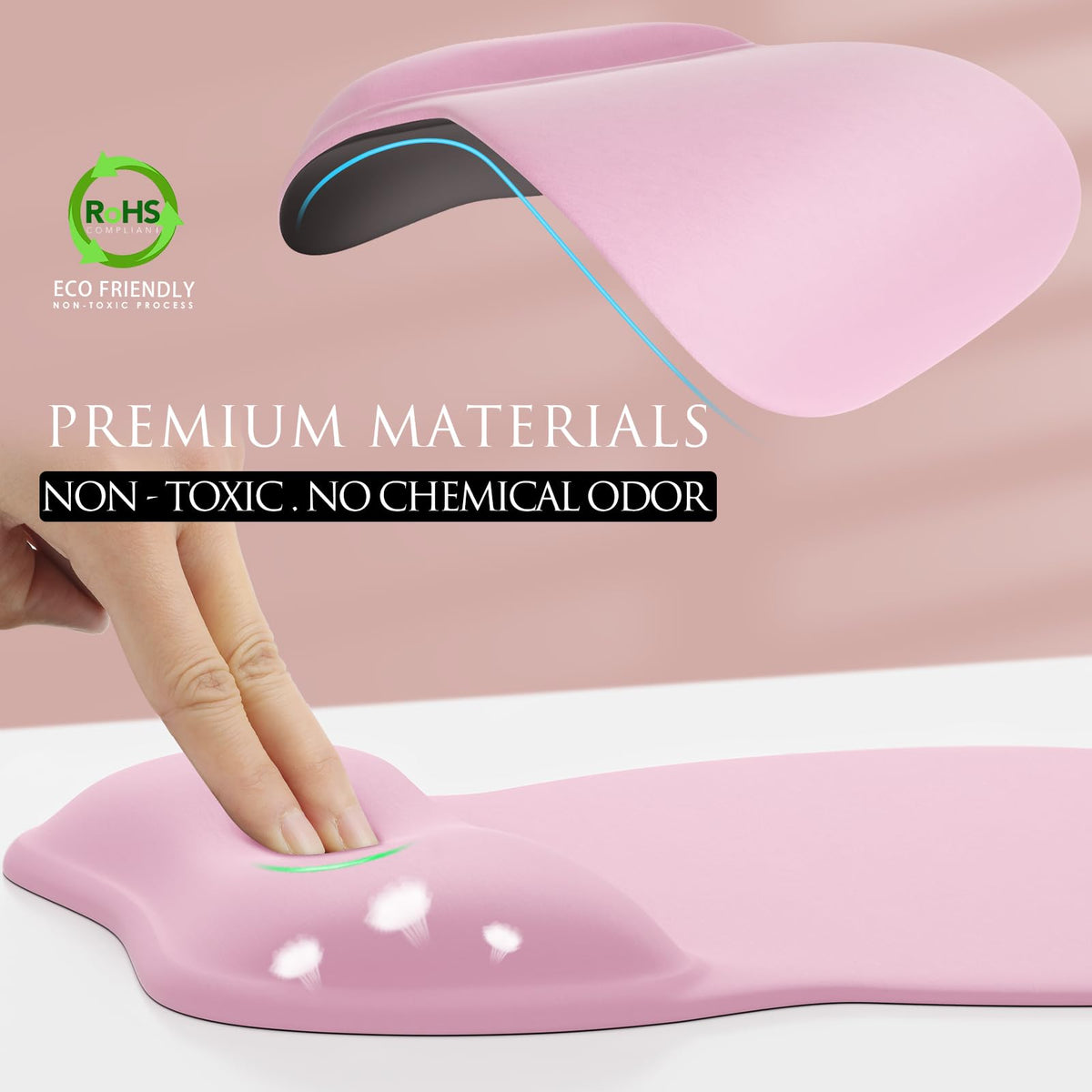 MROCO Ergonomic Mouse Pad | Gel Wrist Rest | 9.4 x 8.1 in | Black