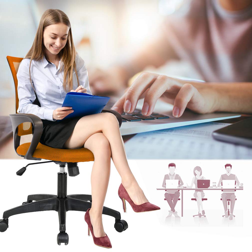 Ergonomic Office Chair | Mid-Back Swivel Desk Chair | with Lumbar Support