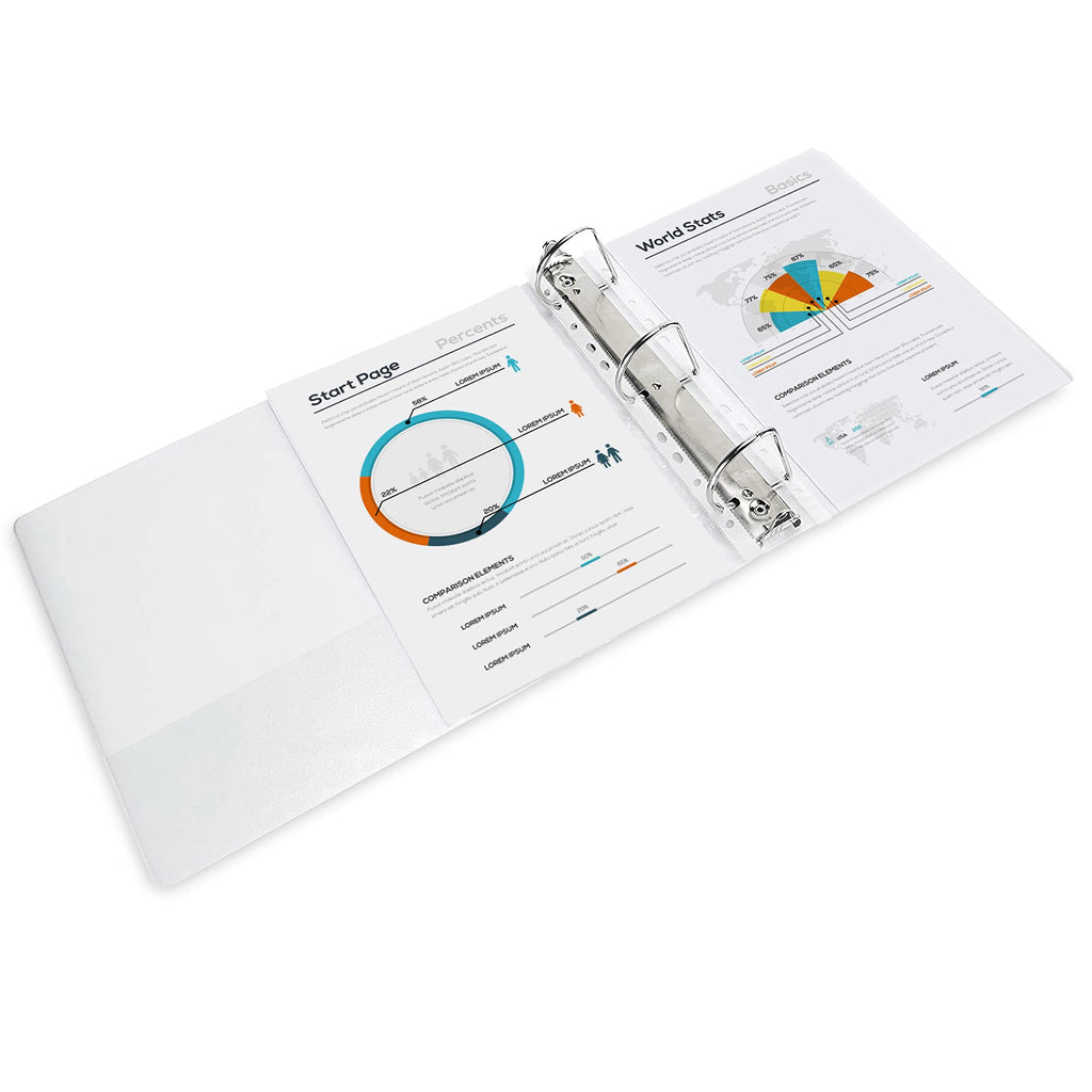 Amazon Basics 3 Ring Binders, 2 Inch, D-Ring Organizer for School, Home Office, White, 4 Pack