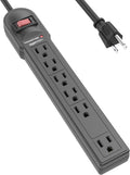 Amazon Basics Surge Protector Power Strip, 6-Outlet, 790 Joules, Circuit Breaker, LED Indicator Light, 6ft Extension Cord, Black