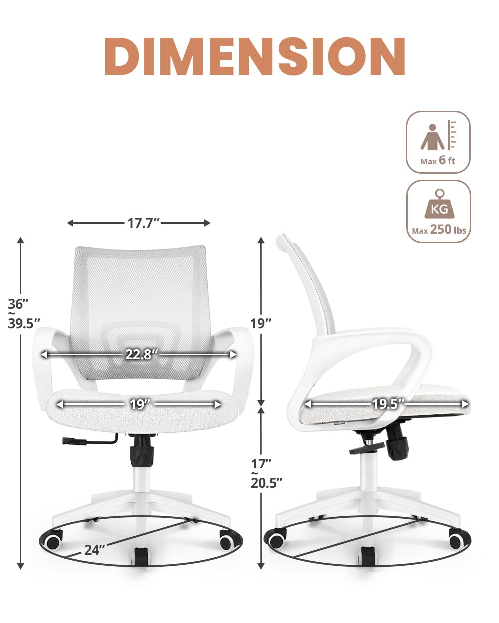 Office Computer Chair Ergonomic Mid-Back Mesh Desk