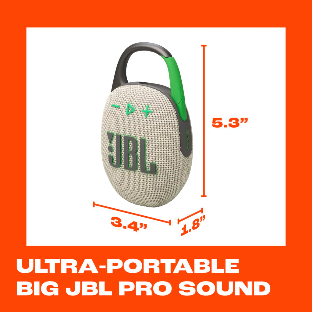 JBL Clip 5 - Ultra-Portable, Waterproof & Dustproof Bluetooth Speaker, Big JBL Pro Sound with Punchy bass, Integrated Carabiner, Up to 12 Hours of Play, Made in Part with Recycled Materials (Black)