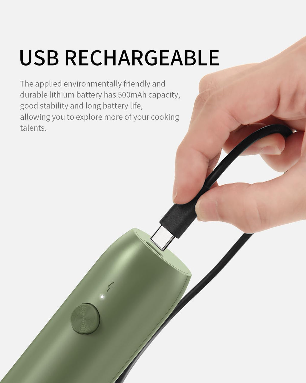 CIRCLE JOY Rechargeable Milk Frother Handheld, Dual Coil Whisk Head Electric Coffee Frother, Portable Hand Frother Wand Drink Mixer for Matcha Lattes Cappuccino, Kitchen Gifts, Black