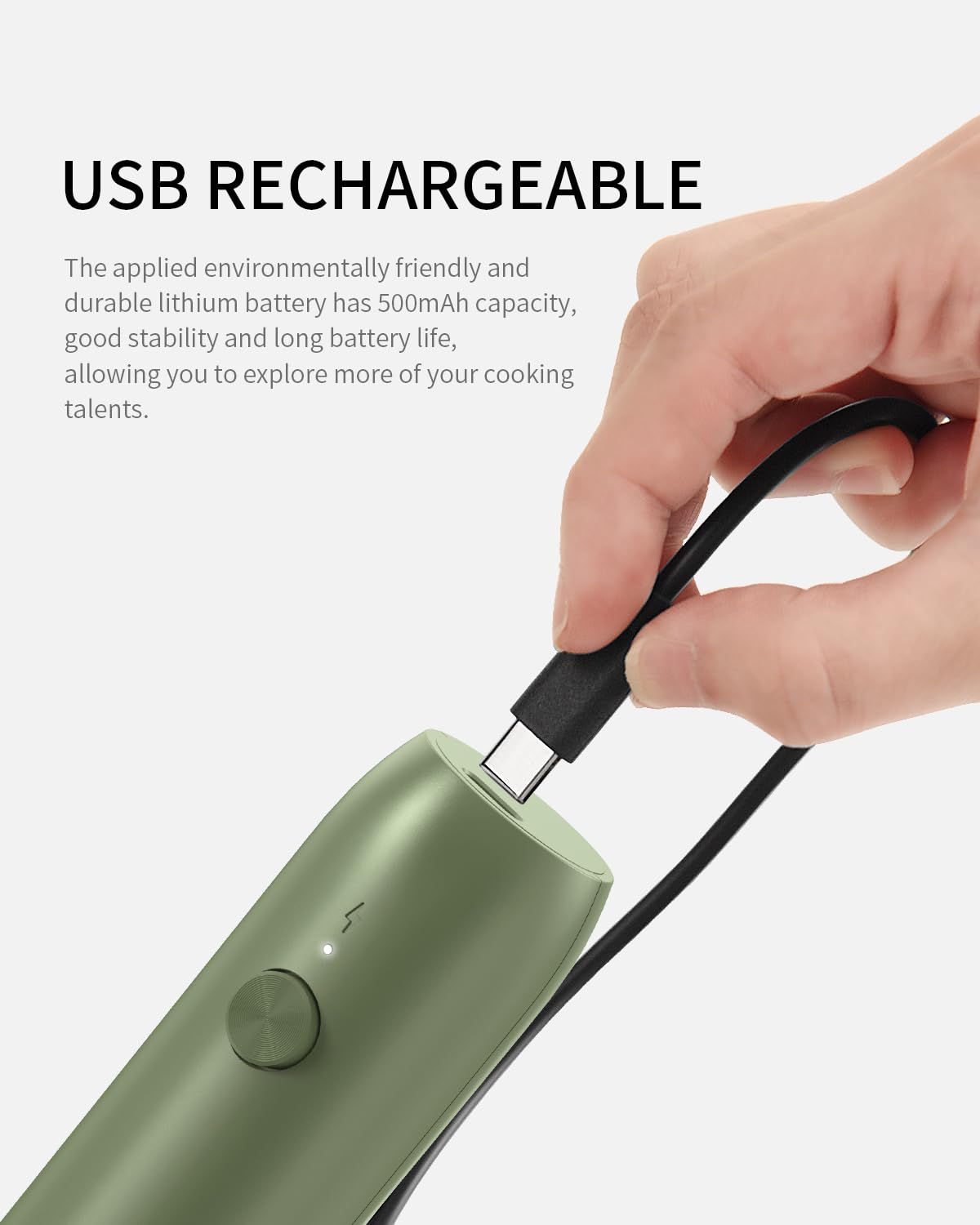 CIRCLE JOY Rechargeable Milk Frother Handheld, Dual Coil Whisk Head Electric Coffee Frother, Portable Hand Frother Wand Drink Mixer for Matcha Lattes Cappuccino, Kitchen Gifts, Black