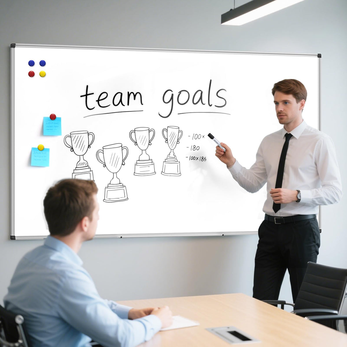 Magnetic Dry Erase Whiteboard, 46 x 33 Inch / 1 Magnetic Eraser, 2 Pens, Marker Tray, 6 Magnets