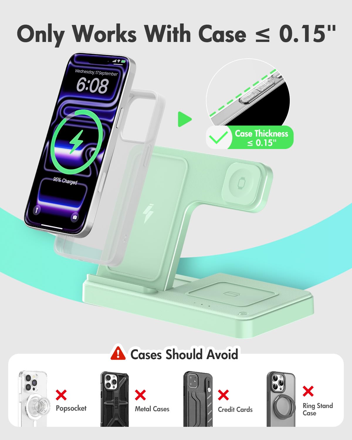 Wireless Charging Station for Apple Devices | 3 in 1 (I phones, Apple Watches, Airpods