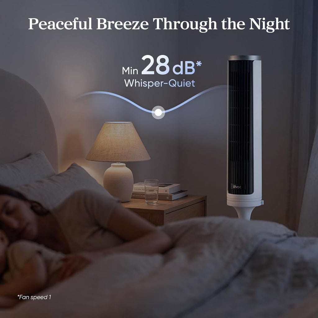 Levoit Tower Fan for Bedroom, Standing Fan with 36”-47” Adjustable Height