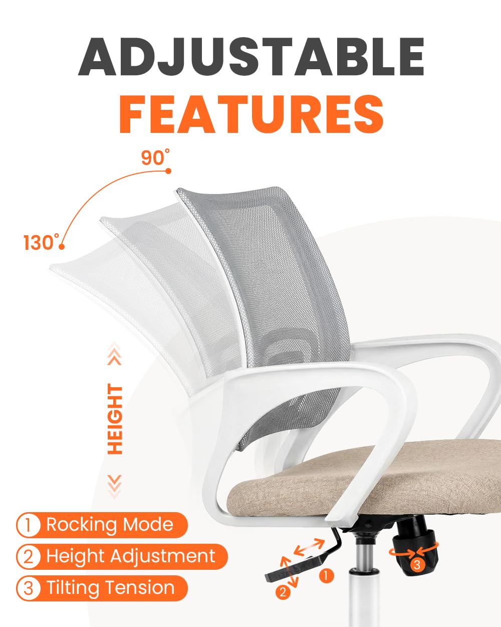 Office Computer Chair Ergonomic Mid-Back Mesh Desk