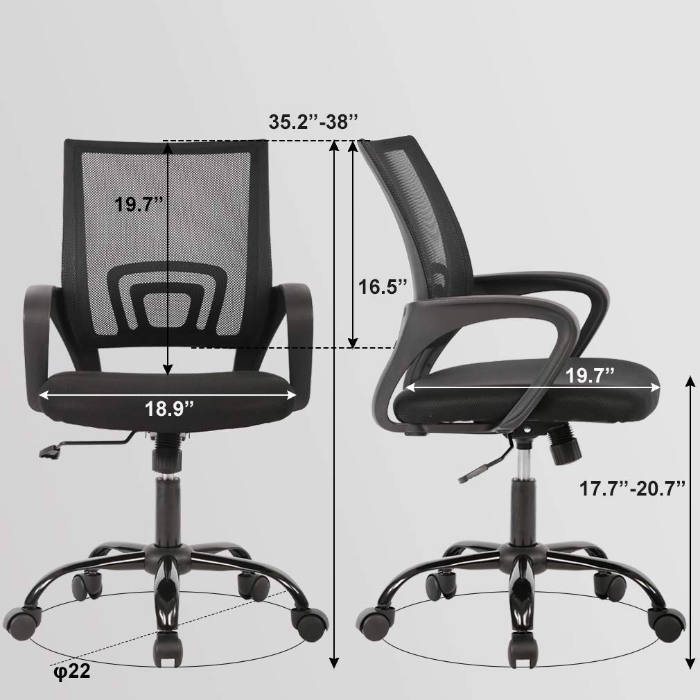 Ergonomic Office Chair | Mid-Back Swivel Desk Chair | with Lumbar Support