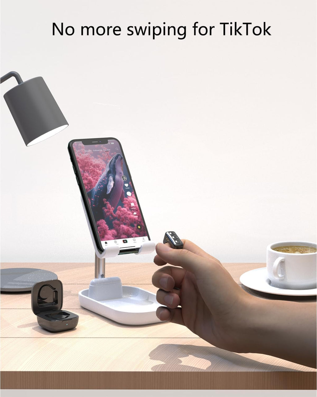 Tiktok Scrolling Ring for iPhone/Android,Bluetooth Page Turner for Kindle App,Remote Control for Camera/Video Recording/Music Player (Black)