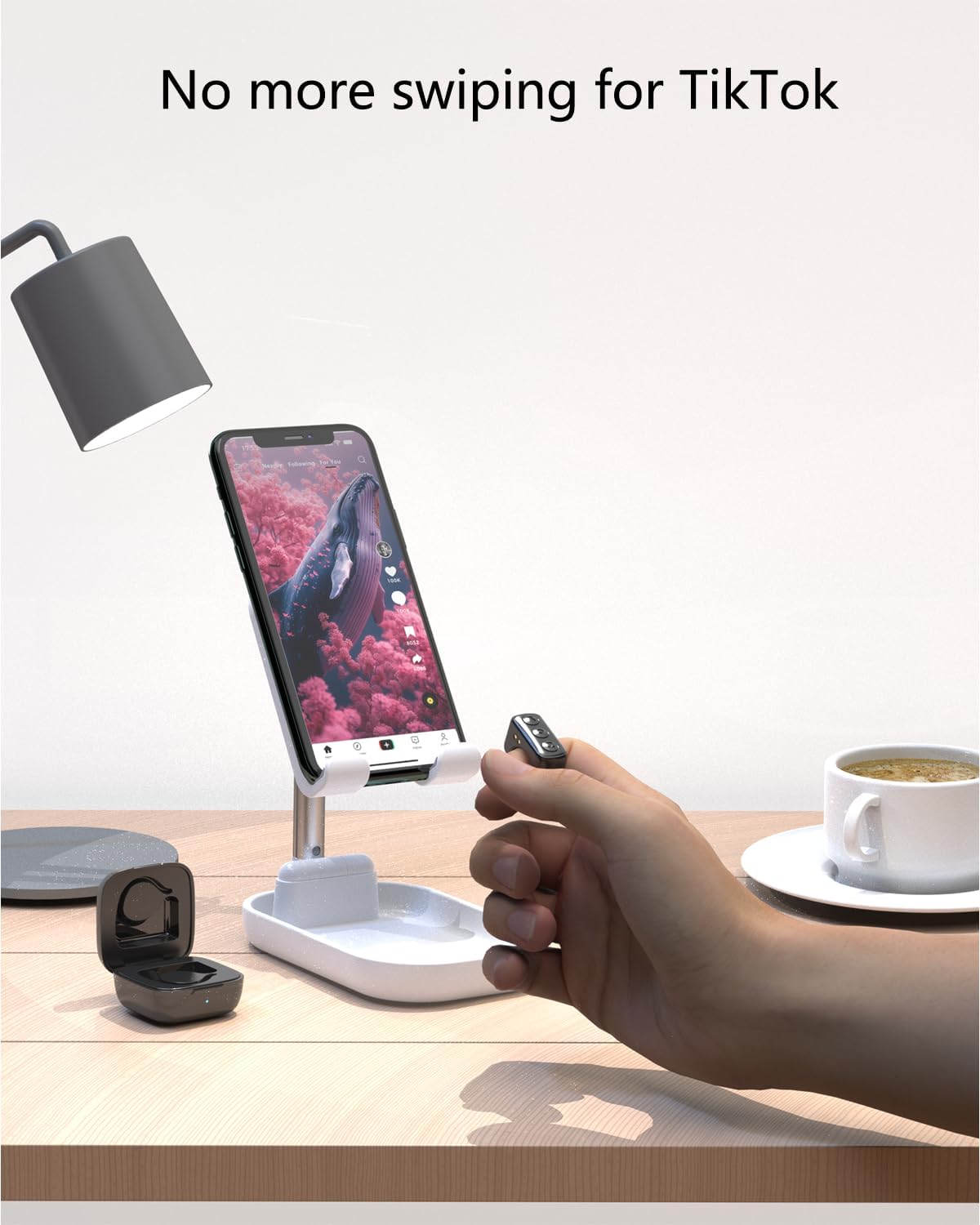 Tiktok Scrolling Ring for iPhone/Android,Bluetooth Page Turner for Kindle App,Remote Control for Camera/Video Recording/Music Player (Black)