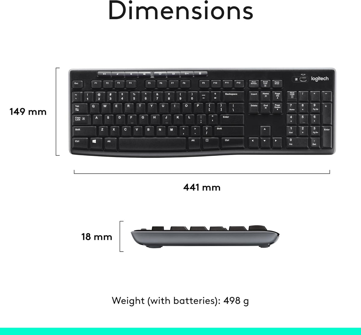 Logitech MK270 Full Size Wireless Keyboard and Mouse Combo