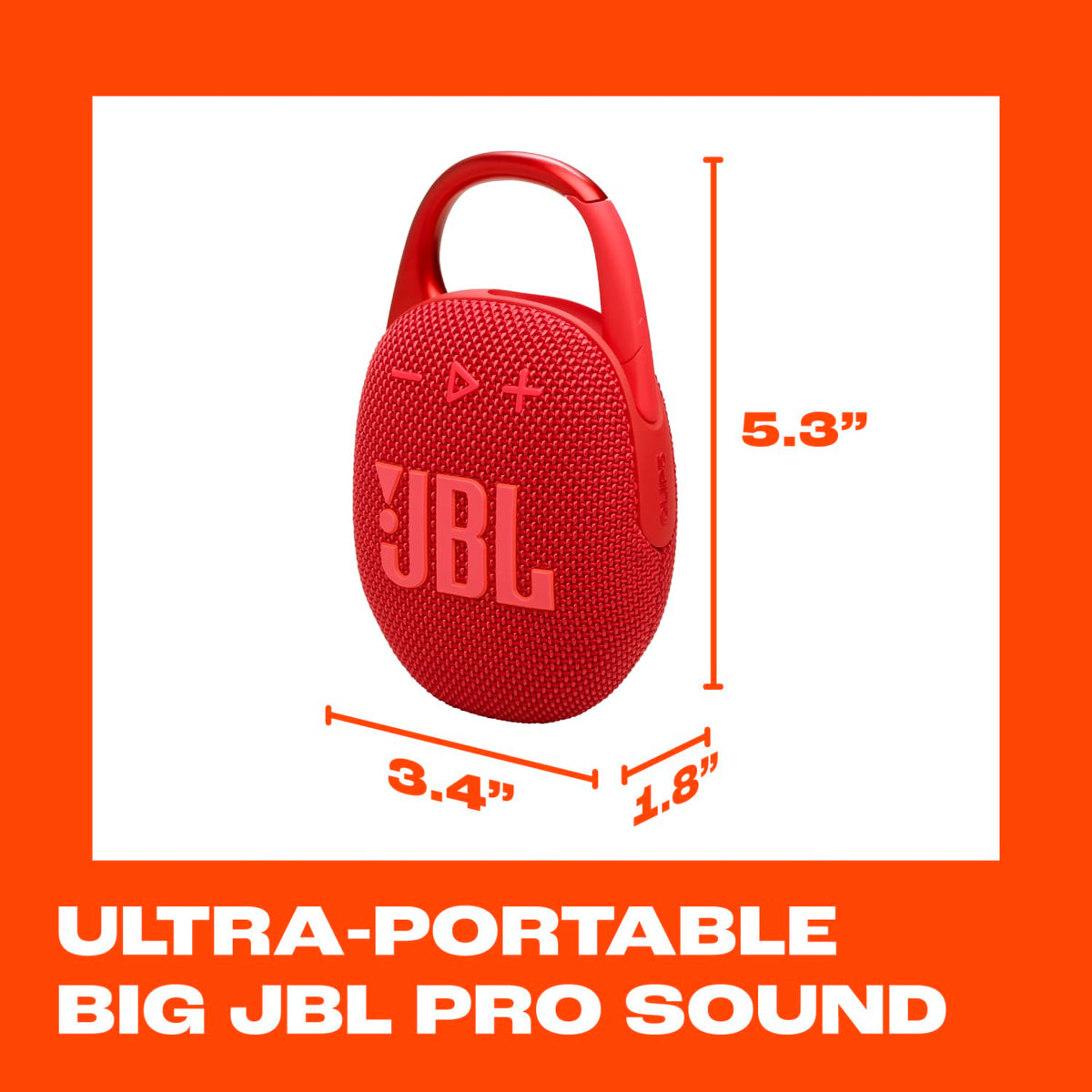 JBL Clip 5 - Ultra-Portable, Waterproof & Dustproof Bluetooth Speaker, Big JBL Pro Sound with Punchy bass, Integrated Carabiner, Up to 12 Hours of Play, Made in Part with Recycled Materials (Black)